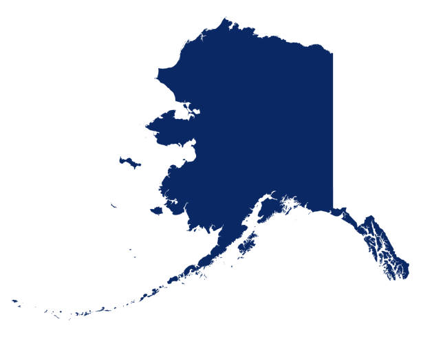 Map of Alaska in blue colour Map of Alaska in blue colour alaska stock illustrations