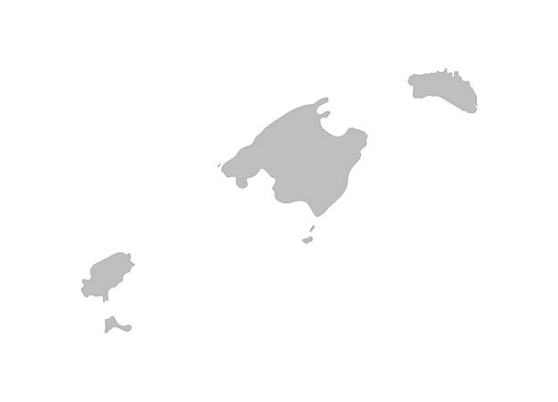 illustrazioni stock, clip art, cartoni animati e icone di tendenza di mappa delle isole baleari - ibiza