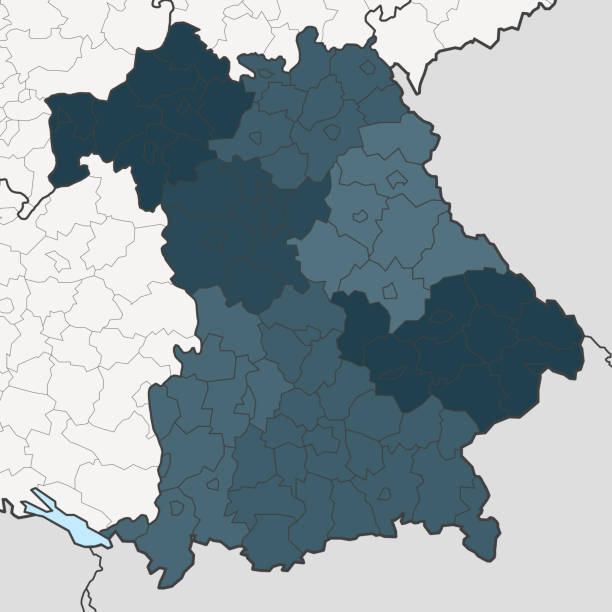 bildbanksillustrationer, clip art samt tecknat material och ikoner med map of bavaria with neighboring federal states - f��rg