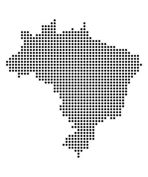 ilustrações, clipart, desenhos animados e ícones de mapa do brasil a partir de pontos - map brazil