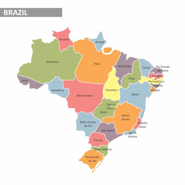 ilustrações, clipart, desenhos animados e ícones de mapa do brasil - map brazil
