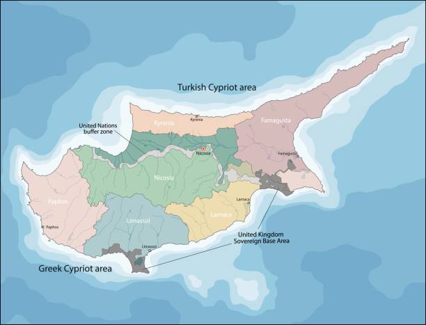 Map of Cyprus Cyprus is an island country in the Eastern Mediterranean famagusta stock illustrations