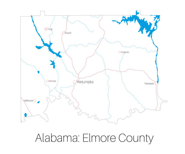 Map of Elmore county in Alabama Detailed map of Elmore county in Alabama, USA elmore stock illustrations