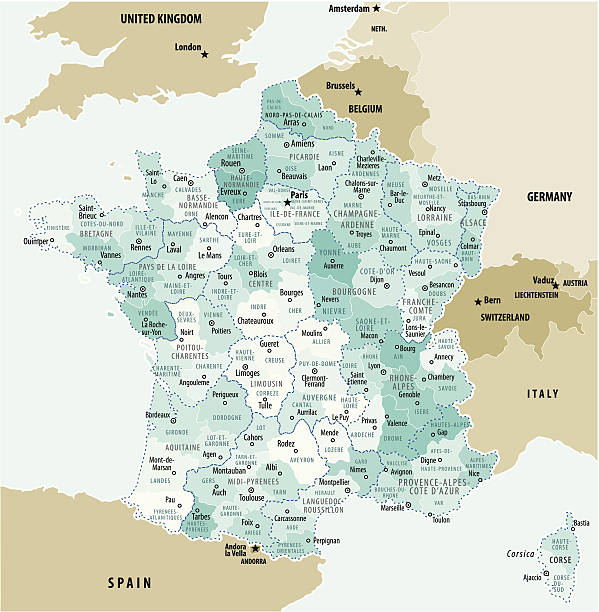 Map Of France Precise map of France with administrative divisions. Vector in multiple layers so it's easy to edit. lorraine stock illustrations