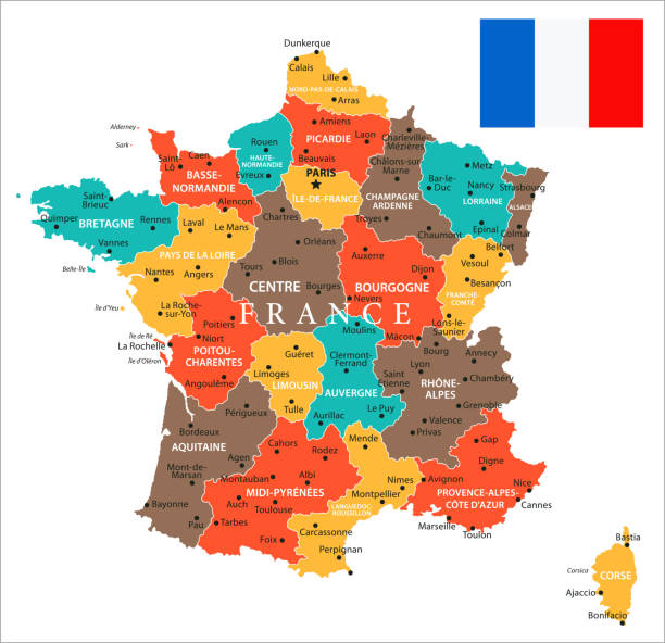 Map of France - Vector Map of France - Vector illustration racing strasbourg stock illustrations