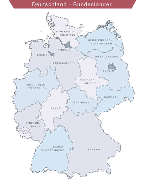 bildbanksillustrationer, clip art samt tecknat material och ikoner med karta över tyskland-tyska namn - beskrivande f��rg