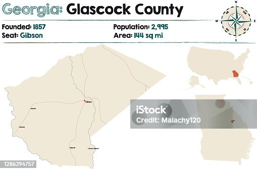 istock Map of Glascock County in Georgia 1286294757