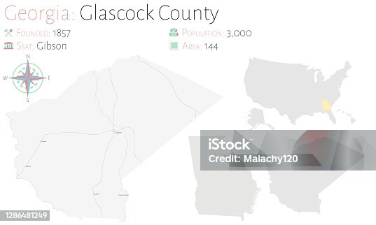 istock Map of Glascock County in Georgia 1286481249
