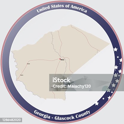 istock Map of Glascock County in Georgia 1286482020