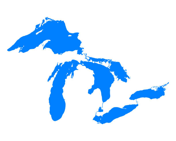 Map of Great Lakes  michigan stock illustrations
