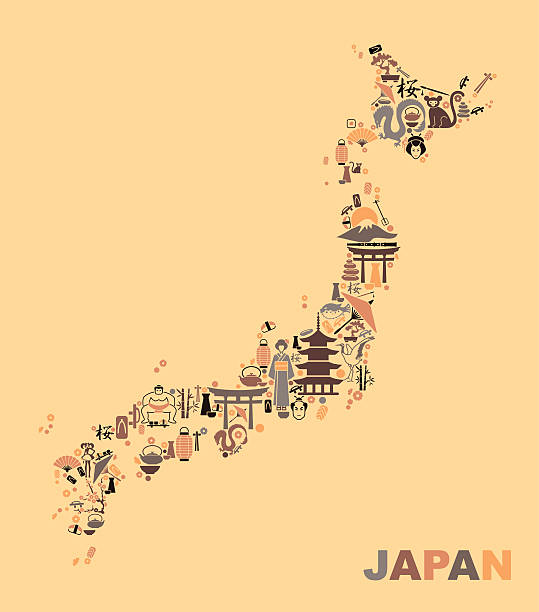 karte von japan - kannestein stock-grafiken, -clipart, -cartoons und -symbole