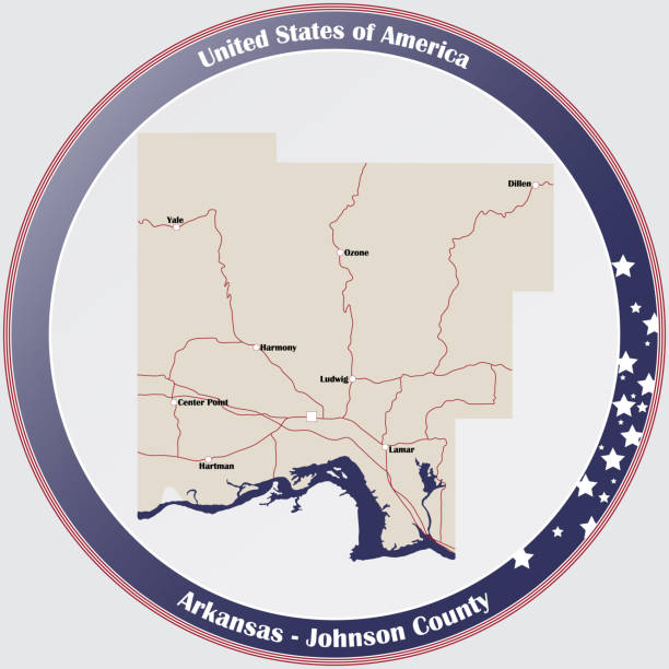 mapa hrabstwa johnson w stanie arkansas - johnson & johnson stock illustrations