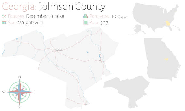 mapa hrabstwa johnson w gruzji - johnson & johnson stock illustrations