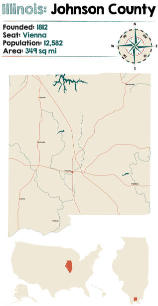 mapa hrabstwa johnson w stanie illinois - johnson & johnson stock illustrations
