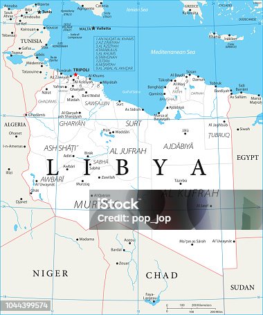 istock Map of Libya - Vector 1044399574