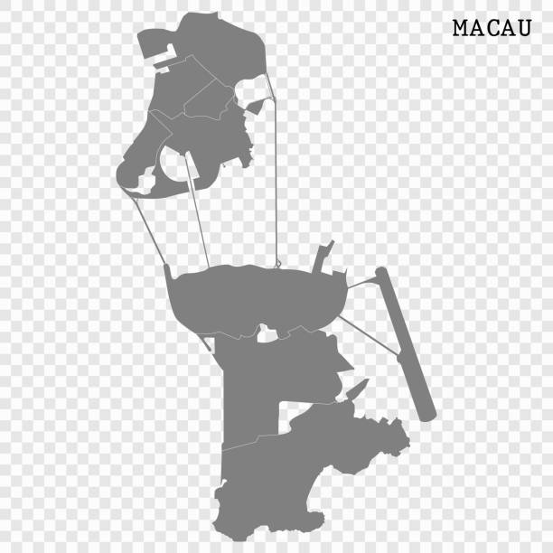 map of Macau High quality map with borders of the regions macao stock illustrations