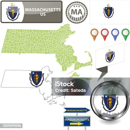 istock Map of Massachusetts 1309091096