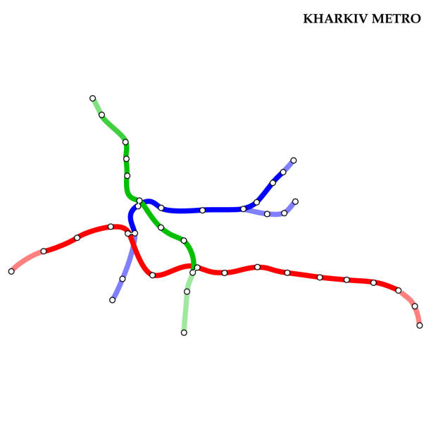 ilustrações de stock, clip art, desenhos animados e ícones de map of metro - kharkiv