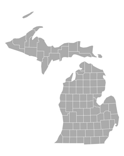 Map of Michigan  michigan stock illustrations