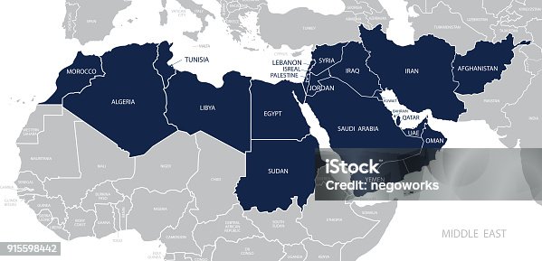 istock Map of Middle East. Vector 915598442