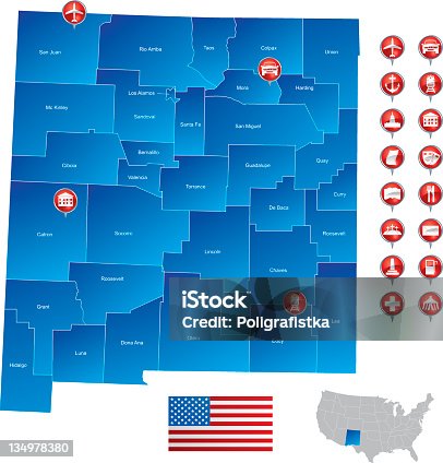 istock Map of New Mexico 134978380