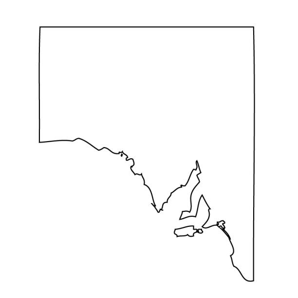 Map of South Australia Vector. The contour of the country map made a black line. south australia stock illustrations