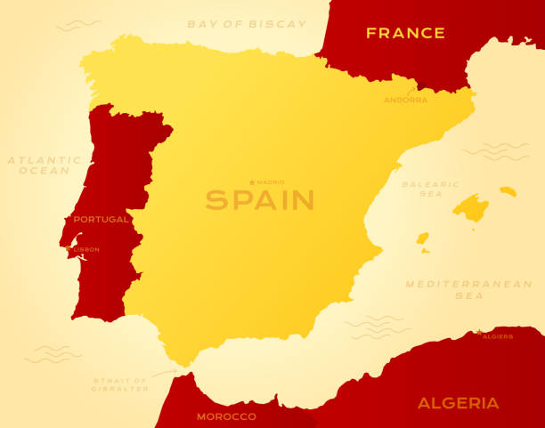 карта испании - portugal stock illustrations