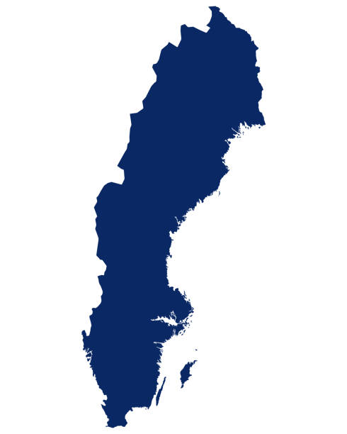 bildbanksillustrationer, clip art samt tecknat material och ikoner med karta över sverige i blå färg - sweden map
