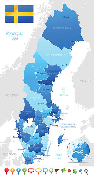 bildbanksillustrationer, clip art samt tecknat material och ikoner med map of sweden - kalmar