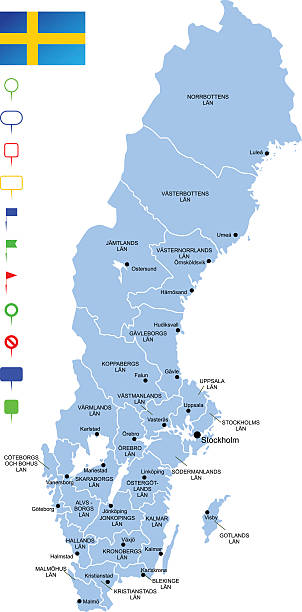 bildbanksillustrationer, clip art samt tecknat material och ikoner med map of sweden - sweden map