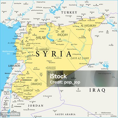 istock Map of Syria - Vector 1076610394