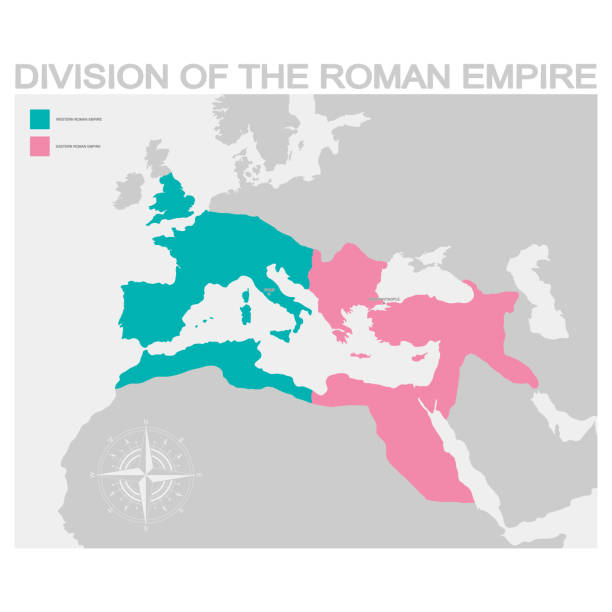 map of the Division of the Roman Empire vector map of the Division of the Roman Empire byzantine stock illustrations