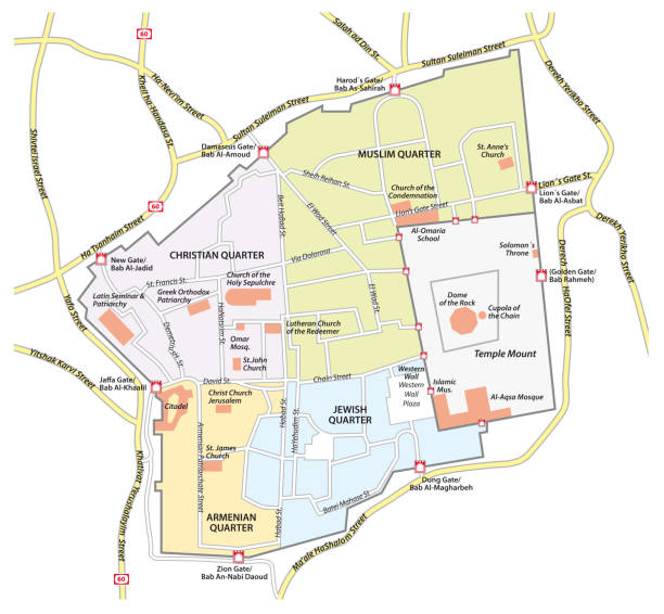карта старого города иерусалима - jerusalem stock illustrations