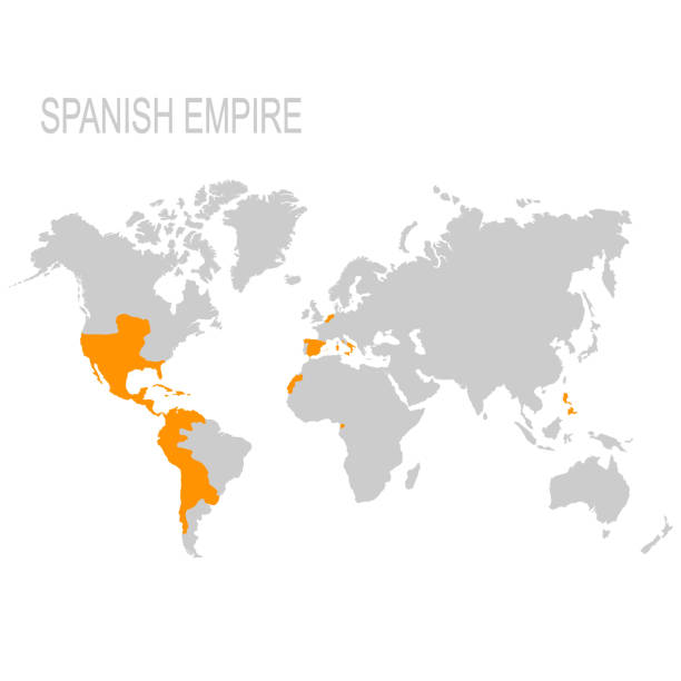 map of the Spanish Empire vector map of the Spanish Empire empire stock illustrations
