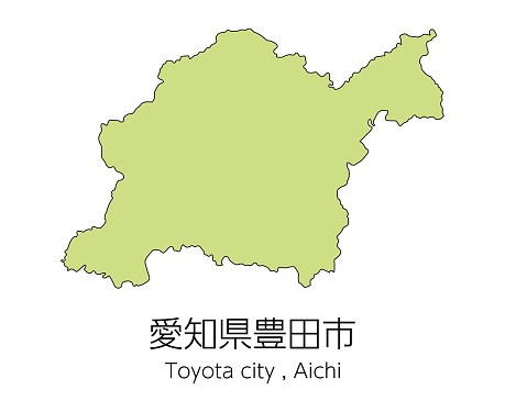 Map of Toyota City, Aichi Prefecture, Japan.