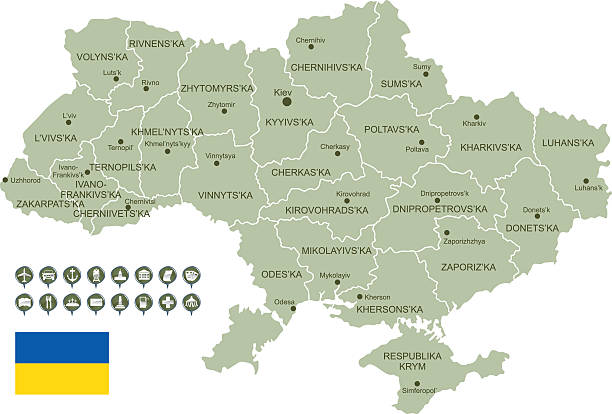 ilustrações de stock, clip art, desenhos animados e ícones de mapa da ucrânia - kharkiv