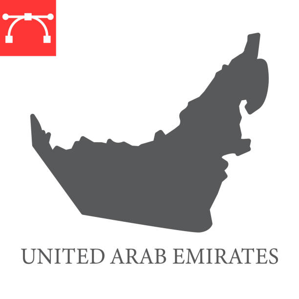 bildbanksillustrationer, clip art samt tecknat material och ikoner med karta över förenade arabemiratens teckenikon - abu dhabi