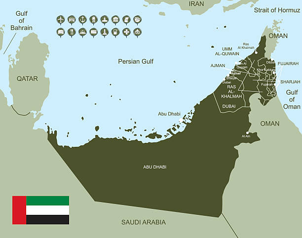 bildbanksillustrationer, clip art samt tecknat material och ikoner med map of united arab emirates - abu dhabi