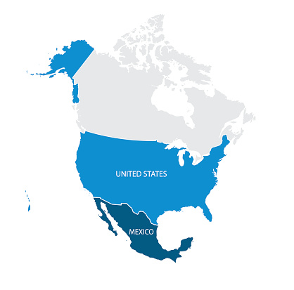 Map Of Usa And Mexico Stock Illustration - Download Image Now - iStock