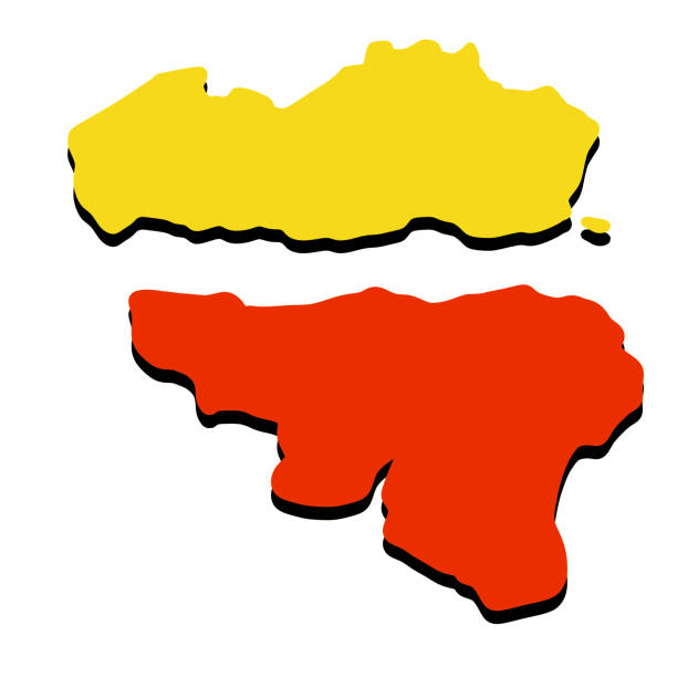 Map of Wallonia and Flanders. Area and flag of Belgium. Geography of Europe. Map of Wallonia and Flanders. Area and flag of Belgium. Geography of Europe. State national symbol. Regional differences and separatism. The concept of eurosceptics flanders belgium stock illustrations