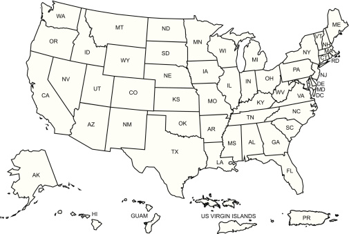 Usa Map Outline With Its Territories Stock Illustration ...