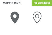 Map pin  icon, vector. Fill and line. Flat design. Ui icon