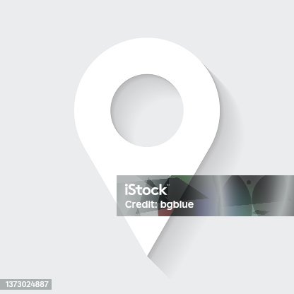 istock Map pin. Icon with long shadow on blank background - Flat Design 1373024887