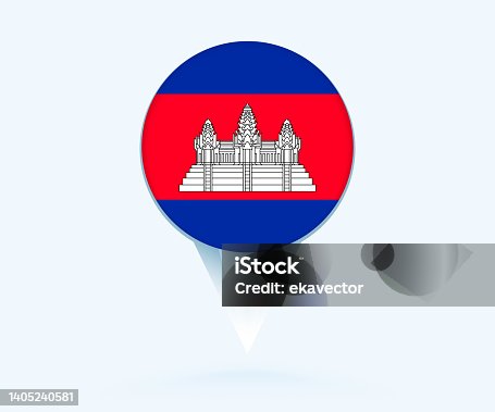 istock Map pointer with flag of Cambodia. 1405240581