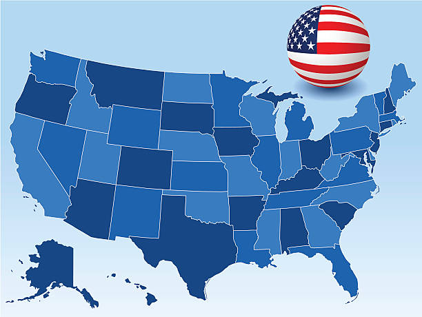 USA map http://www.volny.cz/frohm/Ink_01.gif michigan iowa stock illustrations