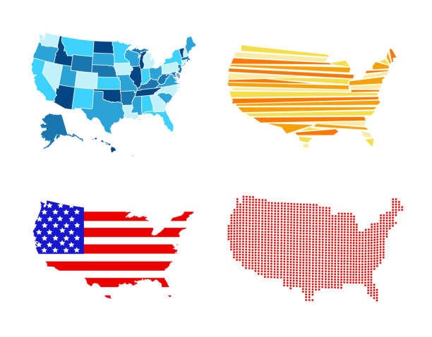 USA map vector illustration  michigan iowa stock illustrations