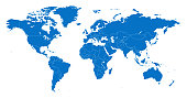 istock Map World Seperate Countries Blue with White Outline 1281612114