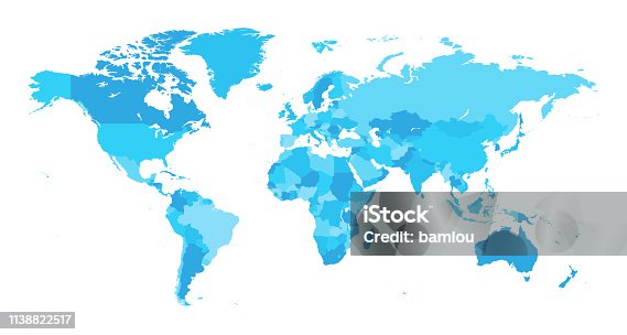 istock Map World Seperate Countries Light Blue 1138822517