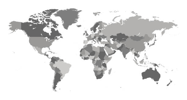 Map World Seperate Countries Light Grey Vector of highly detailed world map - each country outlined and has its own labeled layer

- The url of the reference file is : http://www.lib.utexas.edu/maps/world.html
- 1 layer of data used for the detailed outline of the land continent geographic area stock illustrations