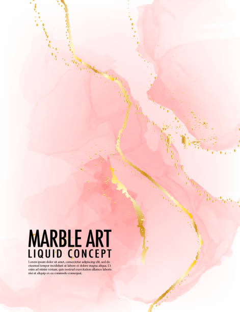 Marble pink background Vector. A;cohol ink golden texture. Acrylic template for wedding, invitation, poster, web banner, greeting card, pattern, wallpaper illustration Marble pink background Vector. Alcohol ink golden texture. Acrylic template for wedding, invitation, poster, web banner, greeting card, pattern, wallpaper illustration. pain borders stock illustrations